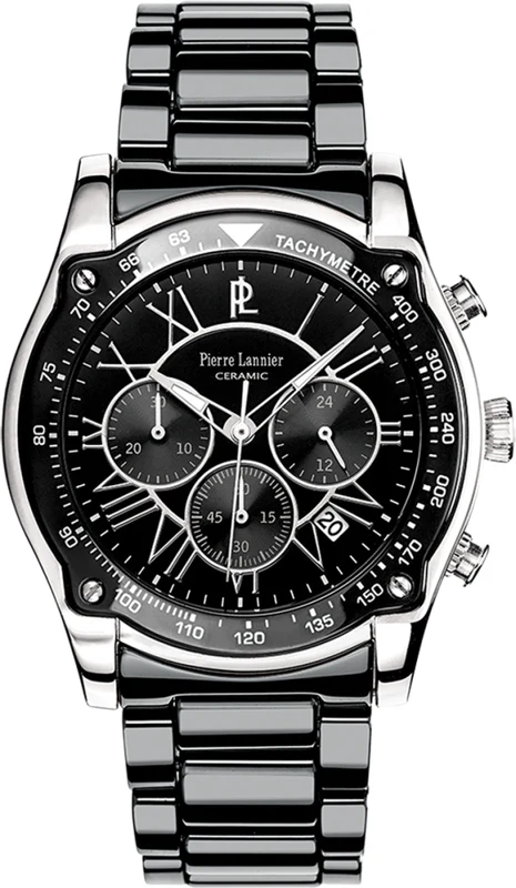 Pánske hodinky PIERRE LANNIER ELEGANCE CERAMIC 219D139 – čierna keramika a chronograf