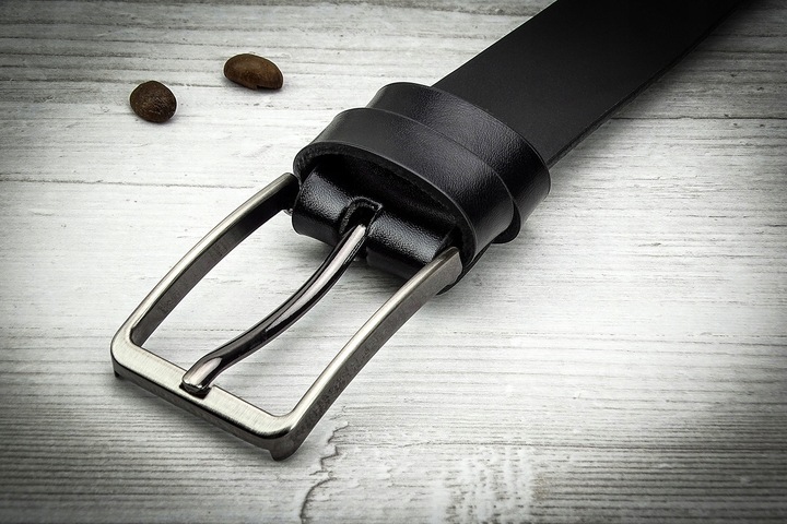 Kožený opasok pánsky čierny 3 cm – elegantný opasok do obleku GRACIO