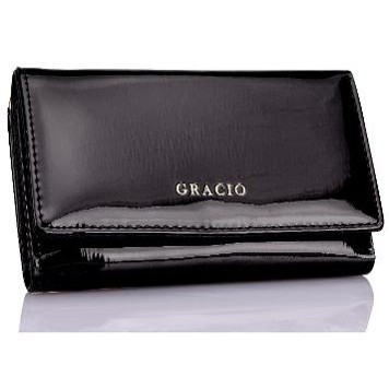 GRACIO dámska lakovaná kožená peňaženka RFID – čierna